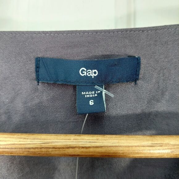 GAP Gray Silky Sleeveless Tank Top Blouse w/Decorative Corded Scoop Neck Sz 6 - Picture 5 of 12